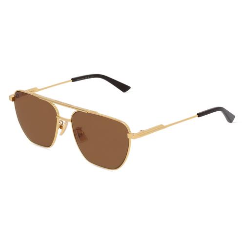 Bottega Veneta BV1236S Herren-Sonnenbrille Vollrand Pilot Metall-Gestell, gold