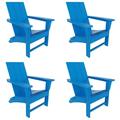 WestinTrends Ashore Adirondack Chairs Set of 4 All Weather Poly Lumber Outdoor Patio Chairs Modern Farmhouse Foldable Porch Lawn Fire Pit Plastic Chairs Outdoor Seating Pacific Blue