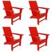 WestinTrends Ashore Adirondack Chairs Set of 4 All Weather Poly Lumber Outdoor Patio Chairs Modern Farmhouse Foldable Porch Lawn Fire Pit Plastic Chairs Outdoor Seating Red