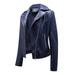 Women s Plus Size Biker Motorcycle Jacket 2023 Clothes Open Front Lapel Fall Fashion Solid Color Outerwears Faux Leather Jacket Winter Warm Coat Navy S