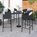 Anself 4 Piece Bar Stools with Cushions Black Poly Rattan Counter Height Barstools Garden Chair for Bistro Cafe Home Patio Indoor Outdoor Furniture 19.7 x 18.9 x 39.4 Inches (W x D x H)