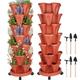 Strawberry Vertical Planter 7 Tiered Planter Stackable Herb Garden Planter with Wheels Indoor and Outdoor - Gray - 2Set