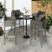 Anself 4 Piece Bar Stools with Cushions Gray Poly Rattan Counter Height Barstools Garden Chair for Bistro Cafe Home Patio Indoor Outdoor Furniture 19.7 x 18.9 x 39.4 Inches (W x D x H)