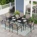 Sophia & William 7 Piece Patio Metal Dining Set 67 Dining Table and 6 Textilene Chairs-Brown