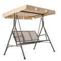 3 Person Outdoor Patio Swing Steel Frame Textilene Seats Steel Frame Swing Chair Beige