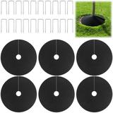 6PCS 20.5in Tree Mulch Rings Non-Woven Tree Mulch Mats with 20PCS Landscape Staple Stakes Thickened Tree Root Protection Mats Weed Barrier Mats Gardening Plant Covers