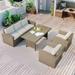 Outdoor Patio Furniture Set 4-Piece Conversation Set Wicker Furniture Sofa Set with Beige Cushions