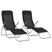 Anself Set of 2 Folding Sun Lounger Backrest Adjustable Outdoor Chaise Lounge Chair with Black for Patio Poolside Balcony Beach Garden Camping 55.9in x 23.6in x 38.2in