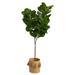 Nearly Natural 6 Fiddle Leaf Fig Artificial Tree in Handmade Natural Jute Planter with Tassels