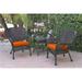 W00215-2-CES016 Windsor Espresso Wicker Chair & End Table Set with Orange Cushion