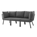 Lounge Sectional Sofa Chair Set Aluminum Metal Steel Grey Gray Modern Contemporary Urban Design Outdoor Patio Balcony Cafe Bistro Garden Furniture Hotel Hospitality