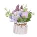 Mini Artificial Flowers Hydrangea Bonsai with Small Ceramic Vase Floral Arrangement Plant for Party Desktop Festival Decor Gift