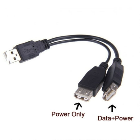 JSER USB 2.0 A Male to Dual Data USB 2.0 A Female + Power Cable USB 2.0 A Female Extension Cable 20cm