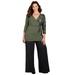 Plus Size Women's Curvy Collection Colorblock Wrap Top by Catherines in Olive Green Texture (Size 5X)