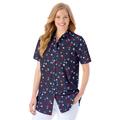 Plus Size Women's Perfect Short Sleeve Shirt by Woman Within in Navy Hearts And Stars (Size L)
