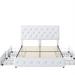 Red Barrel Studio® Storage Bed Frame w/ 4 Drawers & Adjustable Headboard Upholstered/Metal/Faux leather in White | Wayfair