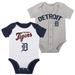 Infant White/Heather Gray Detroit Tigers Two-Pack Little Slugger Bodysuit Set