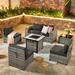 Latitude Run® 7 Piece Wicker Sectional Seating Group w/ Cushions Synthetic Wicker/All - Weather Wicker/Wicker/Rattan in Black | Outdoor Furniture | Wayfair