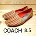 Coach Shoes | Coach Laser Cut Cathleen Style Slip-On Flats, Women's Size 8.5 | Color: Cream/Tan | Size: 8.5