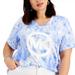 Michael Kors Tops | Michael Kors Blue Tie Dye Mk Logo T-Shirt Women's Plus Size 1x New In Package | Color: Blue/White | Size: 1x