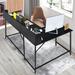 Ebern Designs Walkersville L-Shape Desk Wood/Metal in Black | 38 H x 65.5 W x 43.5 D in | Wayfair E52AD049B1A04D519075FB91377E4467