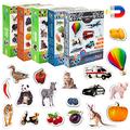Magdum 110 Zoo + BAUERNHOFTIERE + Obst + GEMÜSE + Transport Foto Magnete Kinder für magnettafel - Magnet Spielzeug Kinder - Kühlschrankmagnete Kinder -Spielzeug ab 3 Jahre - Lernspiele ab 3 Jahre