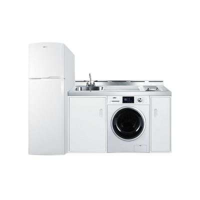Summit ACKSPWD821G 83" Kitchenette w/ Sink, 2 Burners, Refrigerator/Freezer, & Washer/Dryer - White, 115v
