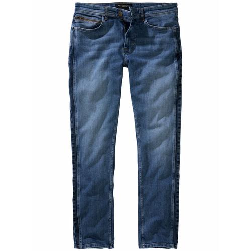 Mey & Edlich Herren Jeans-Hose Regular Tapered Blau einfarbig