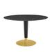 Everly Quinn Zinque Oval Dining Table Wood in Black | 42 W x 42 D in | Wayfair 35B63B67CB1245CF90AF81C58BD45F50