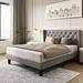 Lark Manor™ Hilbert Low Profile Platform Bed Frame w/ Headboard Wood & /Upholstered/Linen in Gray | 43.3 H x 63 W x 81.5 D in | Wayfair