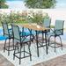 Sophia & William 5 Pieces Patio Outdoor Bar Set Metal Furniture Swivel Chairs and Table Set Blue