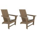 WestinTrends Ashore Adirondack Chairs Set of 2 All Weather Poly Lumber Outdoor Patio Chairs Modern Farmhouse Foldable Porch Lawn Fire Pit Plastic Chairs Outdoor Seating Weathered Wood