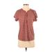 Old Navy Short Sleeve Henley Shirt: Orange Print Tops - Women's Size Small