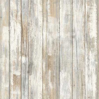 Peel And Stick Wallpaper by RoomMates in Distressed Wood Tan