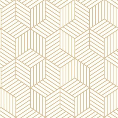 Peel And Stick Wallpaper by RoomMates in Striped Hexagon White Gold