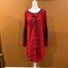 Free People Dresses | Free People Red Cotton Long Sleeve Dress With Aztec Sleeve Detail Size M | Color: Red | Size: M