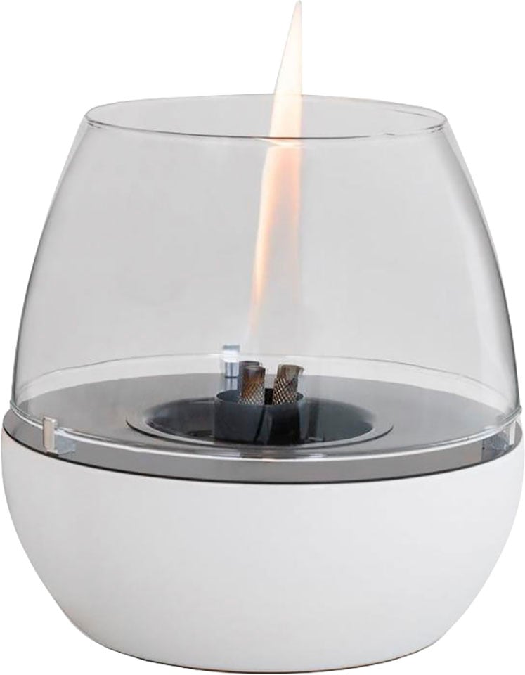 TENDERFLAME Tischfeuer "Tulpe", weiß, B/H/T: 18cm x 17,5cm, Dekokamine, 3-fach Docht, Porzellansockel und Glasring Image