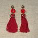 J. Crew Jewelry | Jcrew Red Crystal Beaded Tassel Earrings. | Color: Red | Size: Os