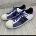 Adidas Shoes | Adidas Superstar Black/Purple Suede With White Leather Men’s Sz 10.5 | Color: Purple/White | Size: 10.5