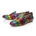 Moda in Pelle Fina Rainbow Metallic Slip-On Flat Shoe (UK_Footwear_Size_System, Adult, Women, Numeric, Medium, Numeric_3)