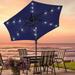 Arlmont & Co. Leyla 90" Market Umbrella Outdoor LED Patio Table Solar Lights Umbrellas Metal in Blue/Navy | 84.6 H x 90 W x 90 D in | Wayfair