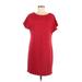 Old Navy Casual Dress - Shift Scoop Neck Short sleeves: Red Print Dresses - Women's Size Medium