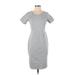 H&M Casual Dress - Sheath Scoop Neck Short sleeves: Gray Print Dresses - Women's Size Small