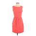 J.Crew Factory Store Casual Dress Crew Neck Sleeveless: Red Print Dresses - Women's Size 00