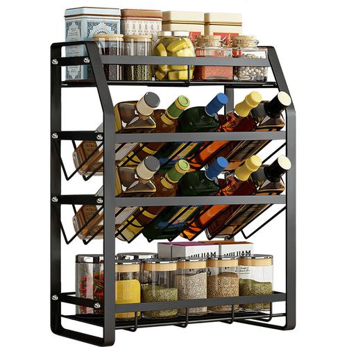 Froadp – Gewürzregal 4 Entagen Metall Gewürzständer Küchenregal Gewürzhalter 35x20x52cm