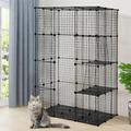 Pefilos 72 Inch 3-Tier Wire Cat Cage Large DIY Cat Playpen with 3 Platforms 3 Ramp Ladders and 4 Doors kitten for Indoor Black