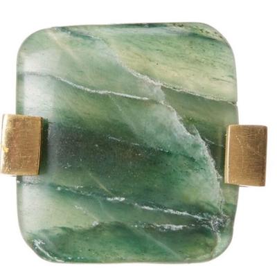 Anthropologie Accents | Anthropologie Large Tambora Green Stone Brass Knob Cabinet Pulls Set Of 2 | Color: Green | Size: Os