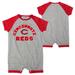Infant Heather Gray Cincinnati Reds Extra Base Hit Raglan Full-Snap Romper