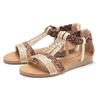 Sandale LASCANA "Sommerschuh", Damen, Gr. 42, beige (beige, braun), Obermaterial: 50% Lederimitat, 50% Textilmaterial. Futter: 100% Lederimitat. Decksohle: 100% Lederimitat. Laufsohle: 100% Synthetik, bedruckt, modisch, Schuhe, Sandalette,...
