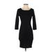 Forever 21 Casual Dress - Bodycon Scoop Neck 3/4 sleeves: Black Print Dresses - Women's Size X-Small